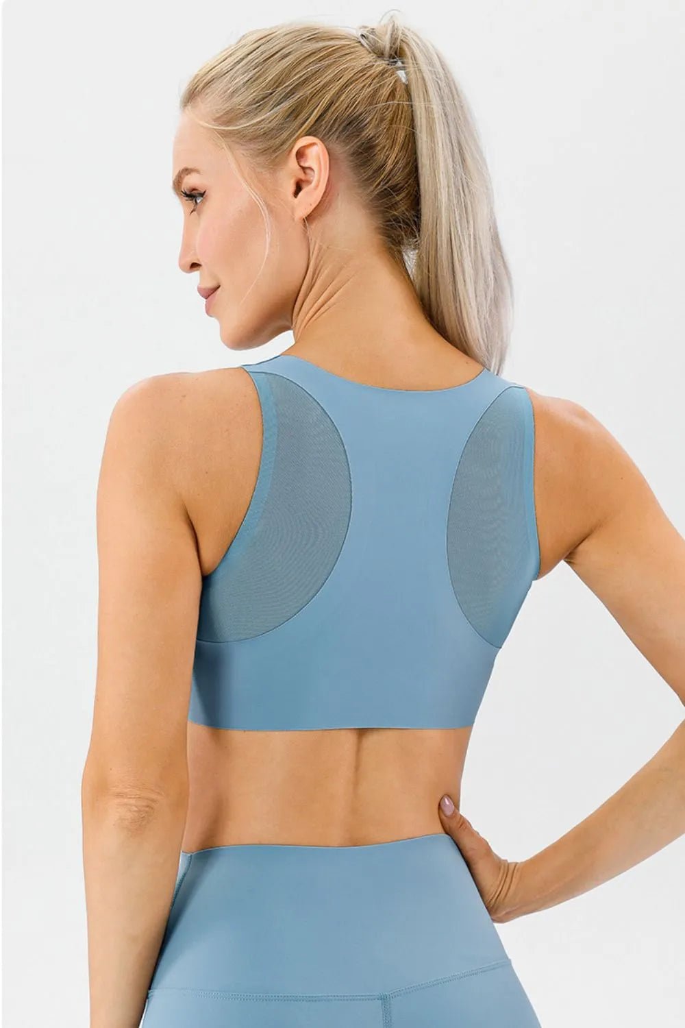 Round Neck Wide Strap Active Bra - Crowned Energy CO.