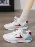 Crowned Energy CO. Red / 36 Trendsi Shoes & Bags/Crossbody Bags Round Toe Contrast Sneakers
