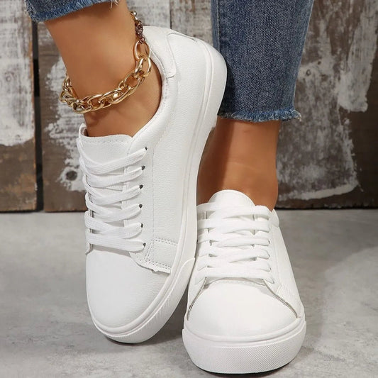 Crowned Energy CO. White / 35(US4) Trendsi Shoes & Bags/Slippers Round Toe Platform Sneakers