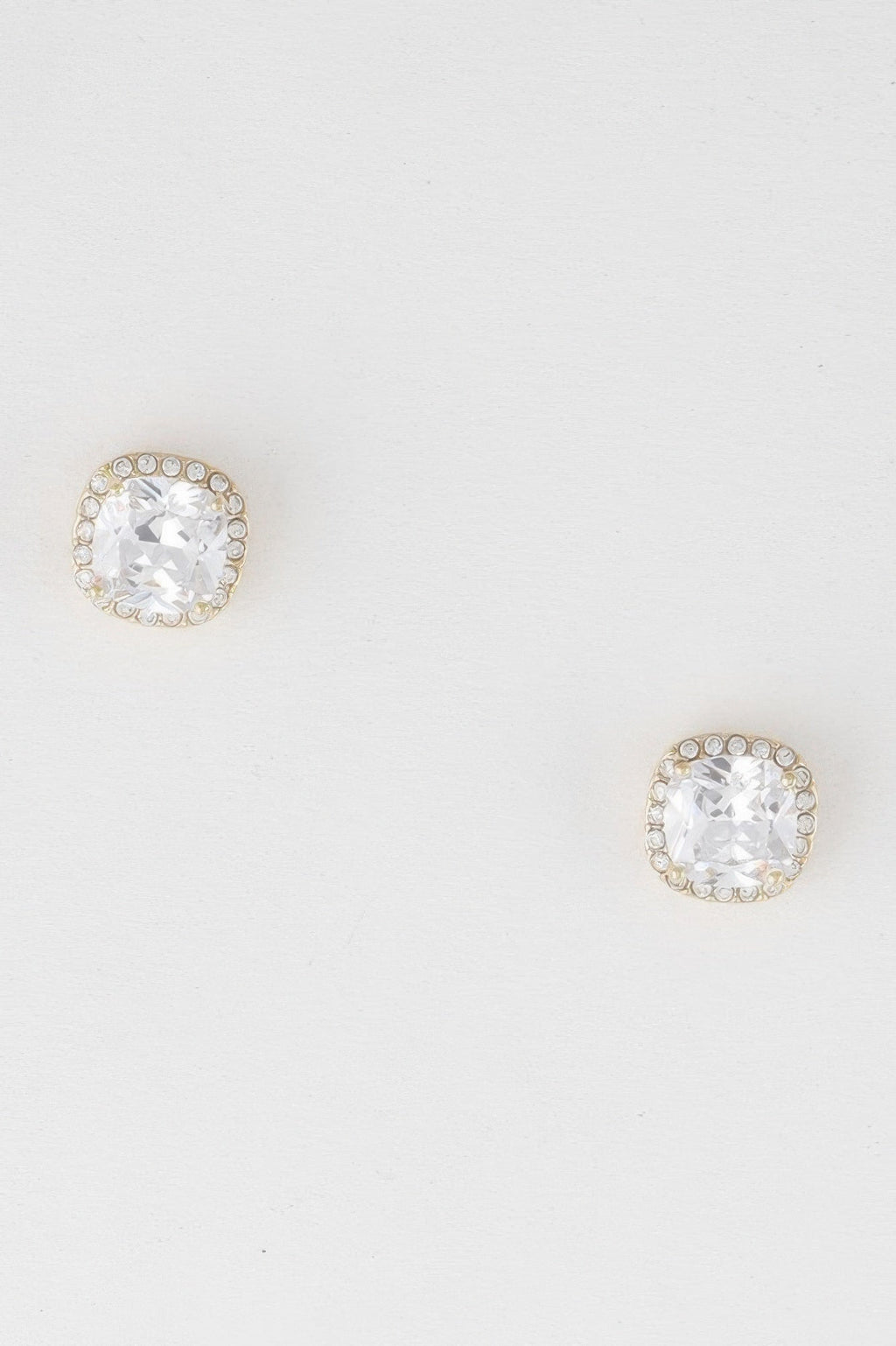 Crowned Energy CO. Gold Clear CCWHOLESALECLOTHING EARINGS Rounded Square Rhinestone Earrings