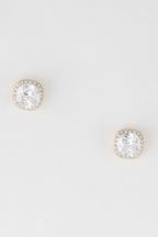 Crowned Energy CO. Gold Clear CCWHOLESALECLOTHING EARINGS Rounded Square Rhinestone Earrings