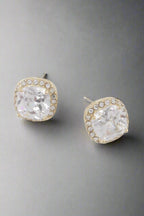 Crowned Energy CO. Gold Clear CCWHOLESALECLOTHING EARINGS Rounded Square Rhinestone Earrings