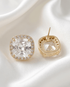 Rounded Square Rhinestone Earrings For Everyday Sparkle - Crowned Energy CO.