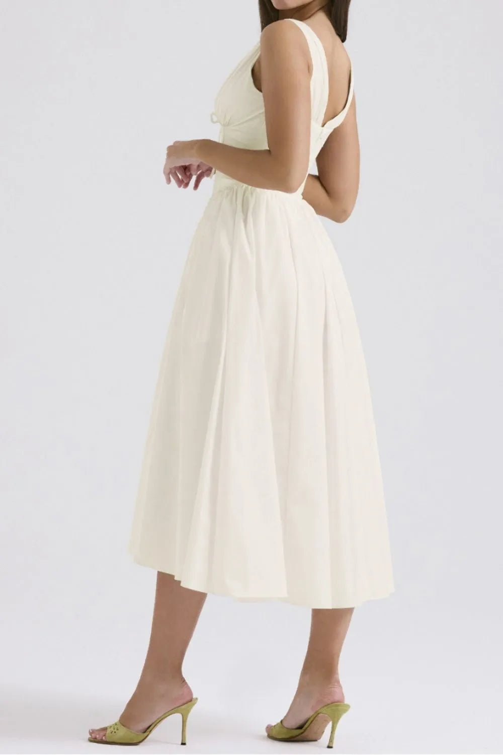 Ruched V - Neck Sleeveless Dress with Pockets - Crowned Energy CO.