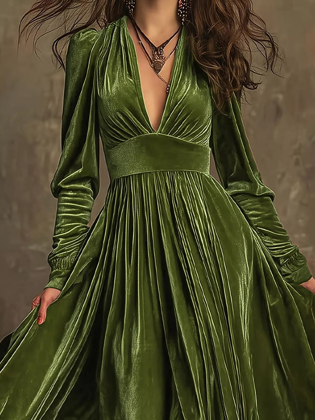 Ruffled Hem Long Sleeve Dress - Crowned Energy CO.