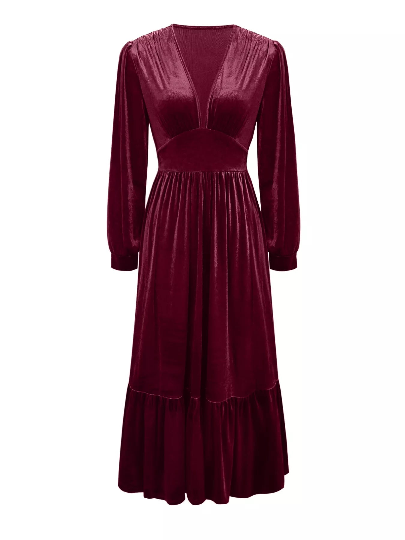 Ruffled Hem Long Sleeve Dress - Crowned Energy CO.