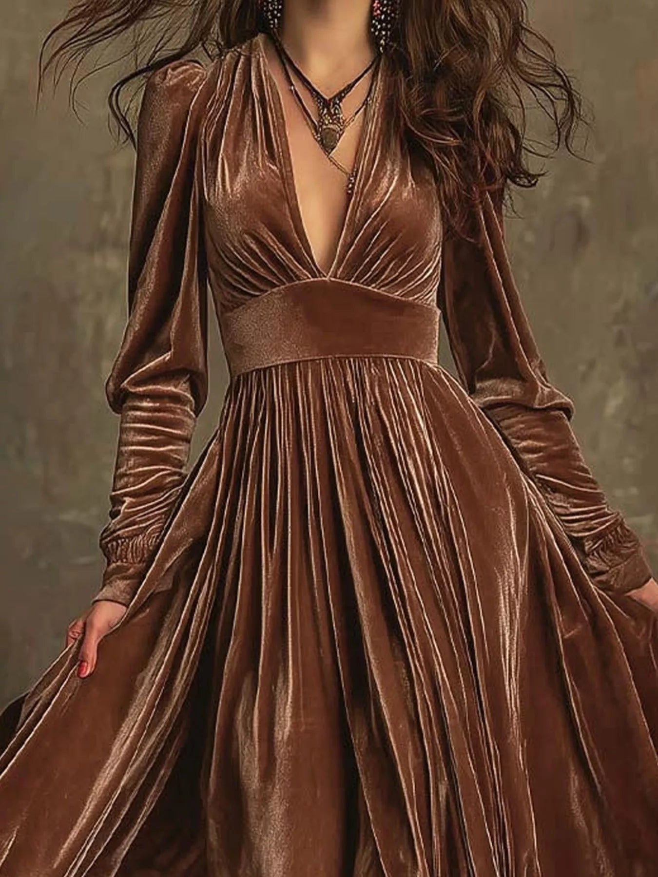 Ruffled Hem Long Sleeve Dress - Crowned Energy CO.