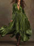 Ruffled Hem Long Sleeve Dress - Crowned Energy CO.