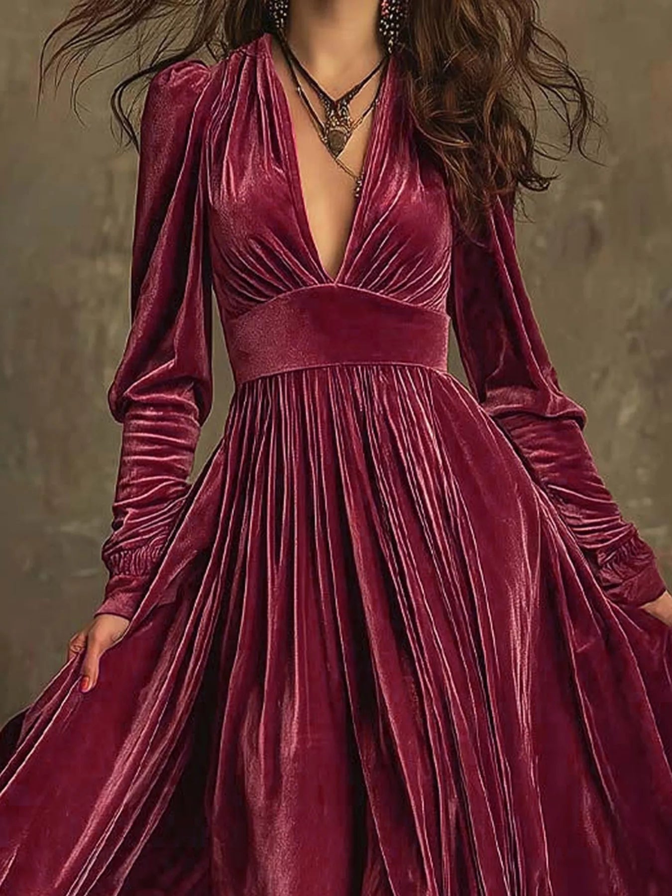 Ruffled Hem Long Sleeve Dress - Crowned Energy CO.