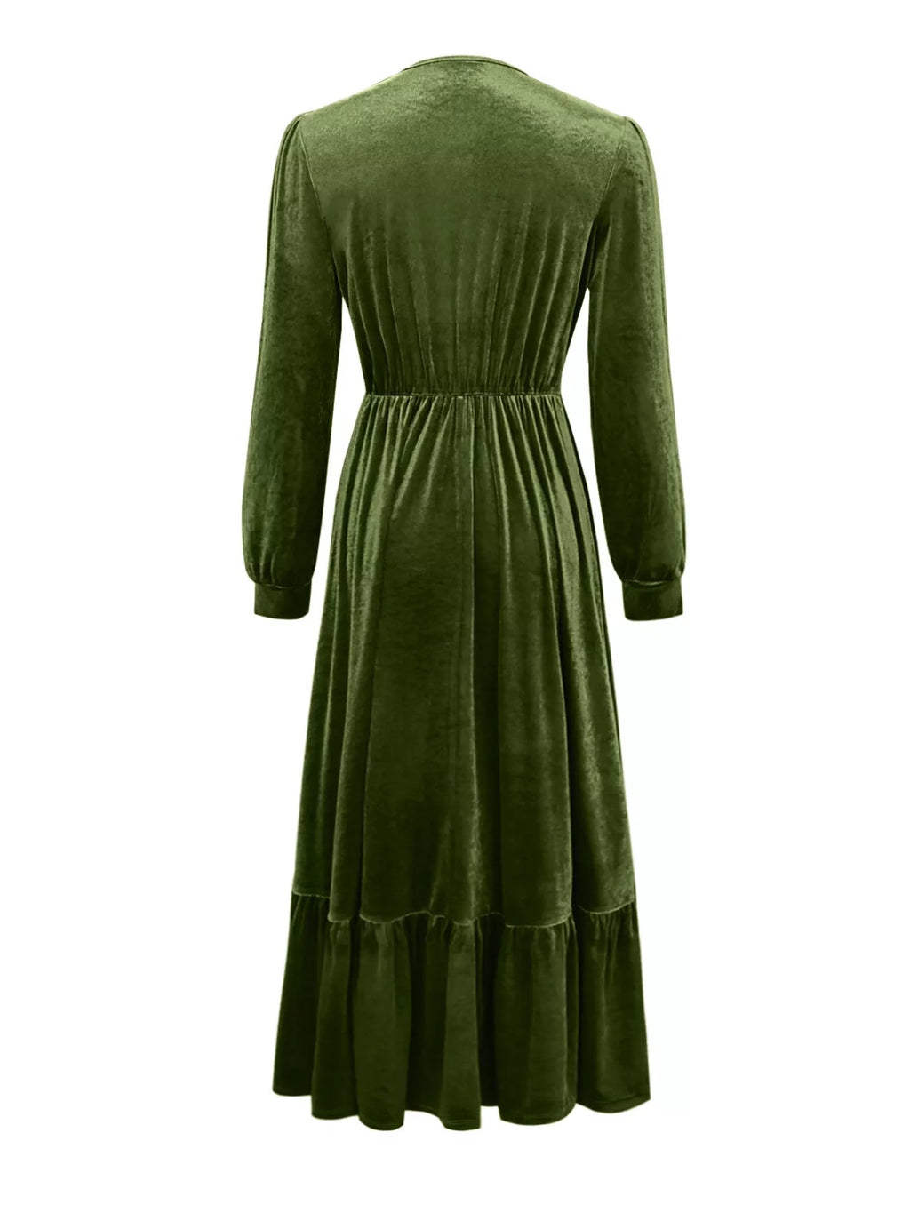 Ruffled Hem Long Sleeve Dress - Crowned Energy CO.