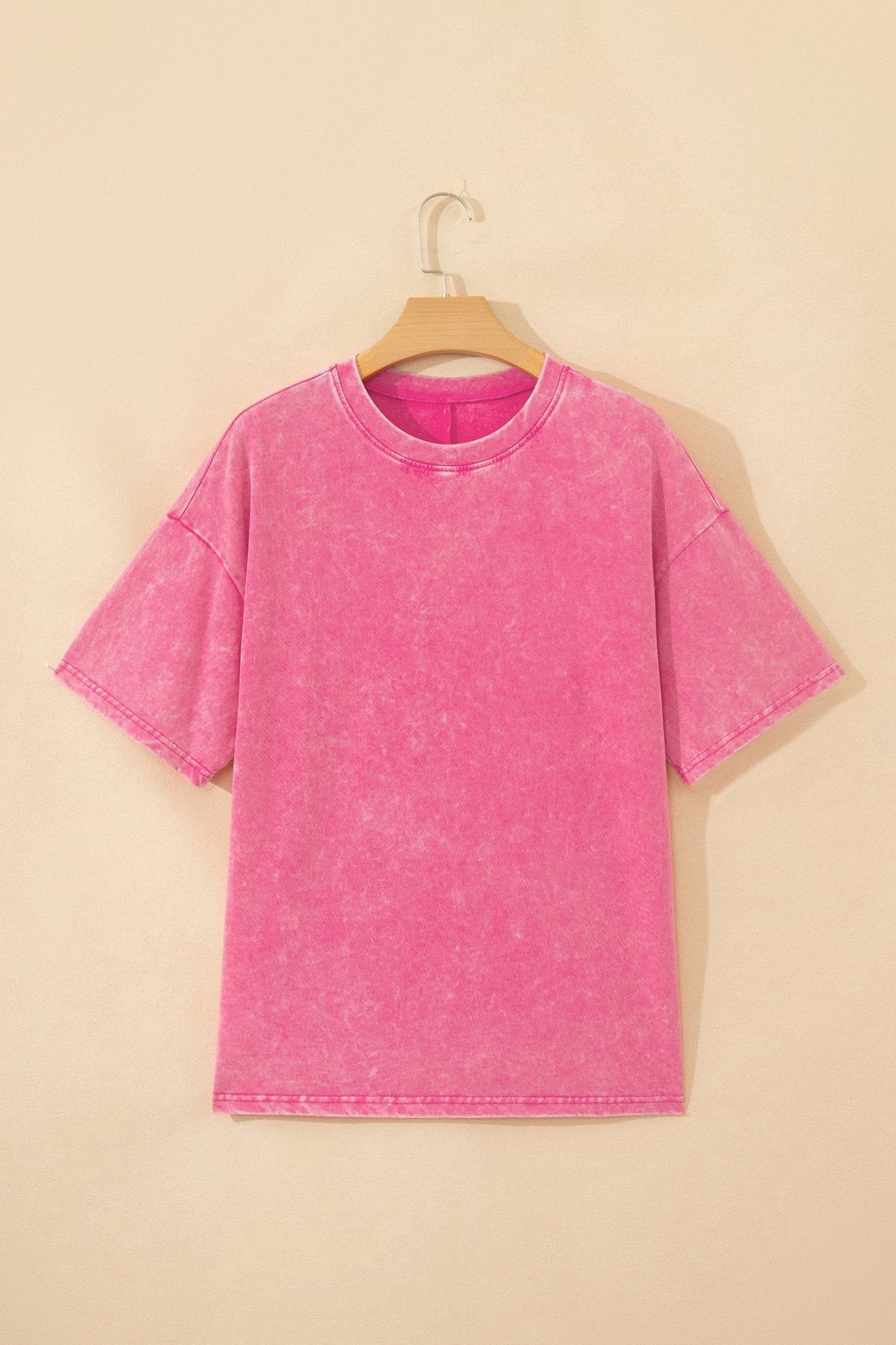 Sachet Pink Solid Color Cotton Mineral Washed Oversize Tee - Crowned Energy CO.