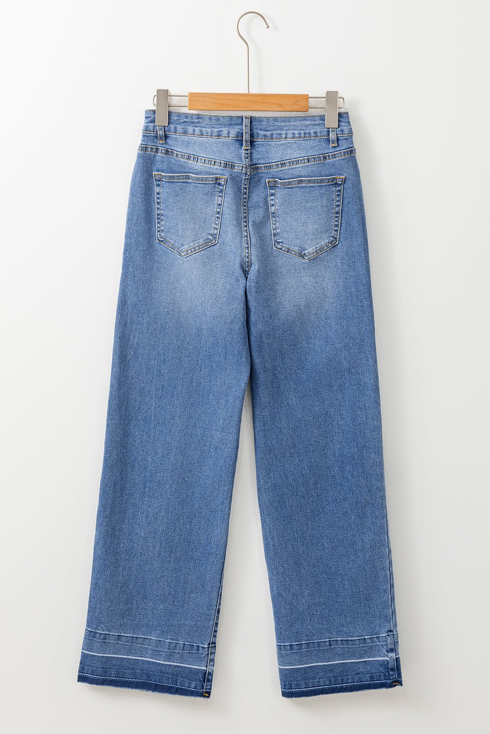 Crowned Energy CO. Sail Blue / 4 / 65%Cotton+33%Polyester+2%Elastane Dear-Lover Dropshipping Bottoms/Jeans Sail Blue Raw Hem Unique Cuffs Straight High Rise Loose Jeans