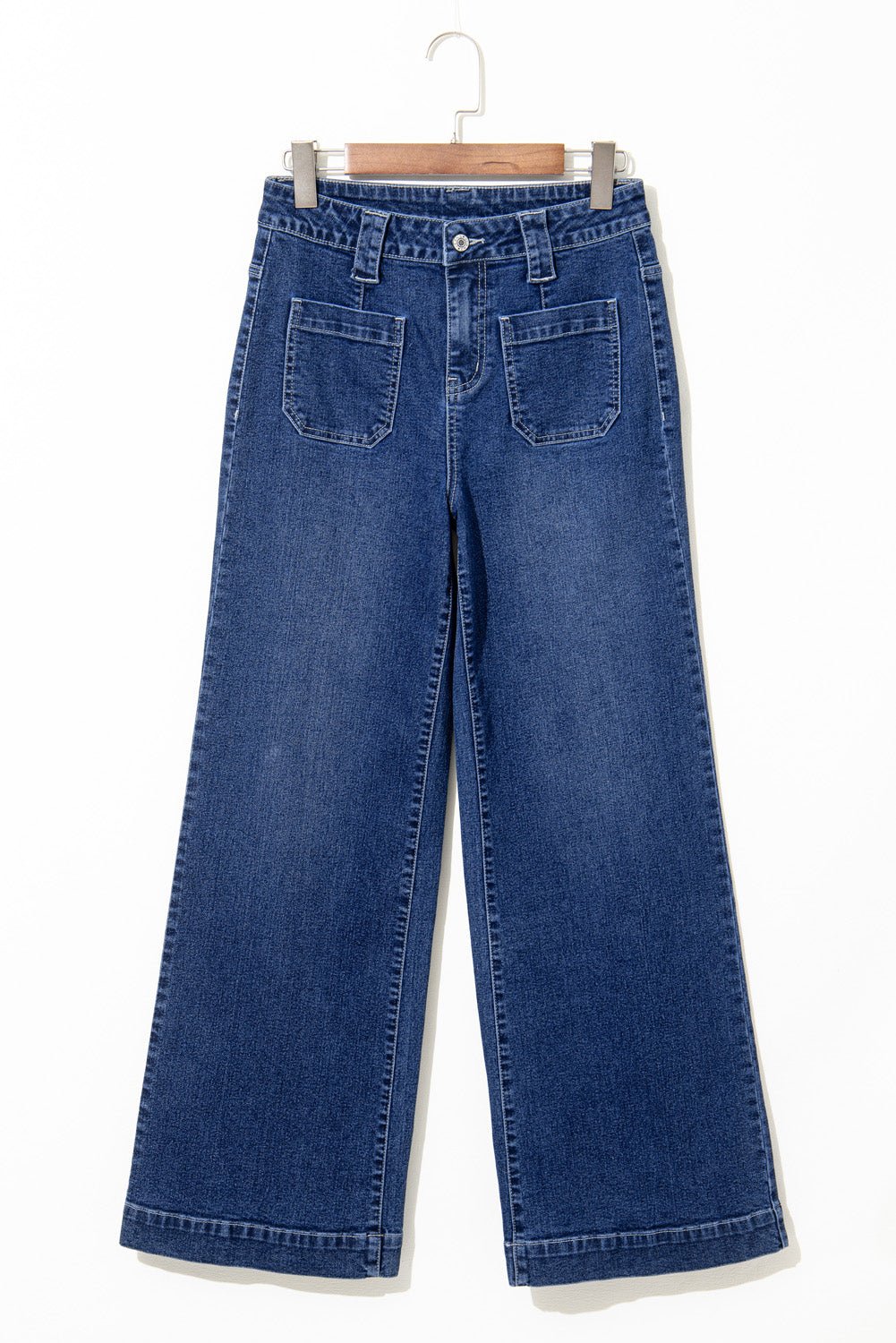 Crowned Energy CO. Sail Blue / 4 / 71%Cotton+27.5%Polyester+1.5%Elastane Dear-Lover Dropshipping Bottoms/Jeans Sail Blue Wide Leg Pocketed High Waist Jeans