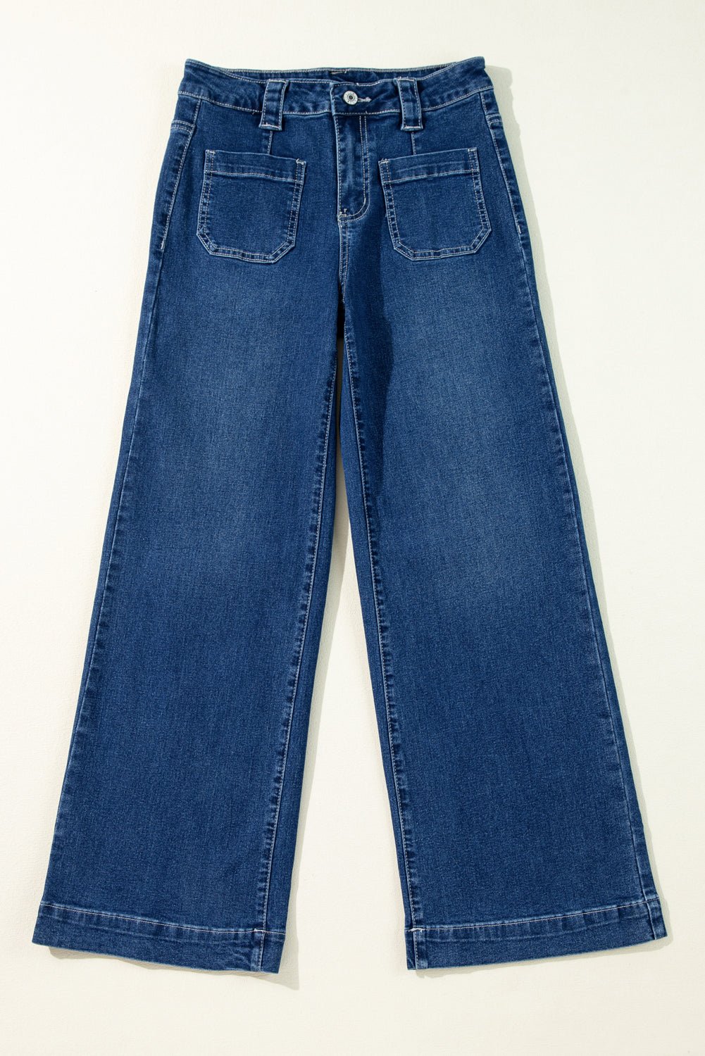Crowned Energy CO. Sail Blue / 4 / 71%Cotton+27.5%Polyester+1.5%Elastane Dear-Lover Dropshipping Bottoms/Jeans Sail Blue Wide Leg Pocketed High Waist Jeans