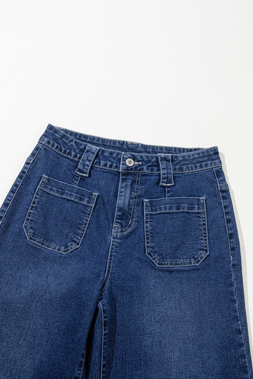 Crowned Energy CO. Sail Blue / 4 / 71%Cotton+27.5%Polyester+1.5%Elastane Dear-Lover Dropshipping Bottoms/Jeans Sail Blue Wide Leg Pocketed High Waist Jeans