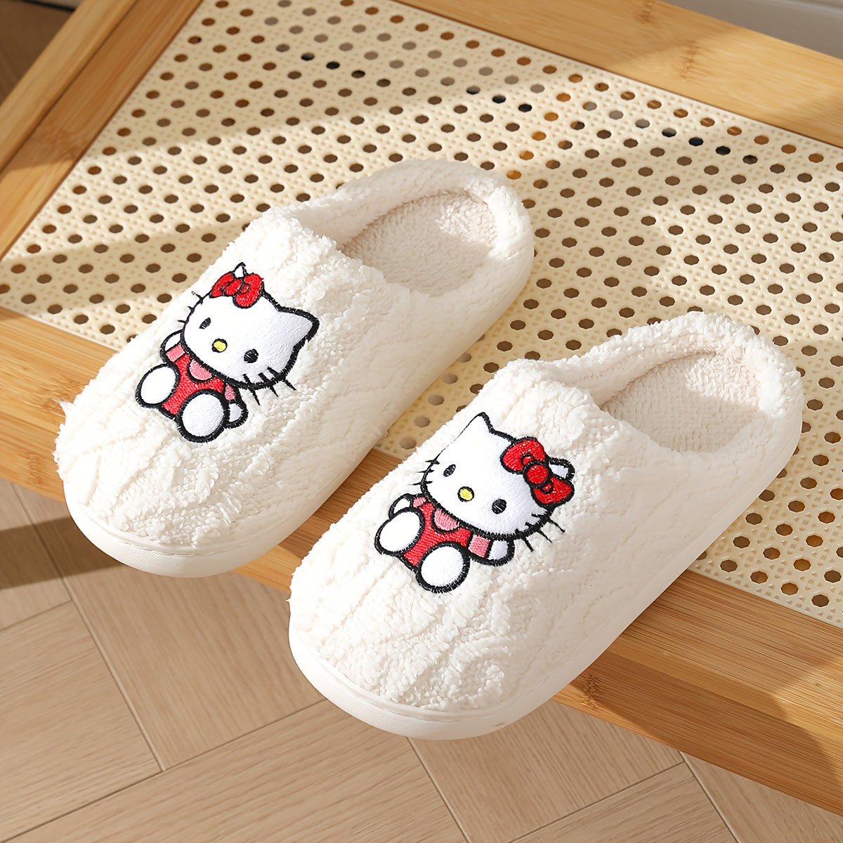 Sanrio Authentic Winter Slippers, Warm Lining, Hello Kitty Embroidery Design - Crowned Energy CO.