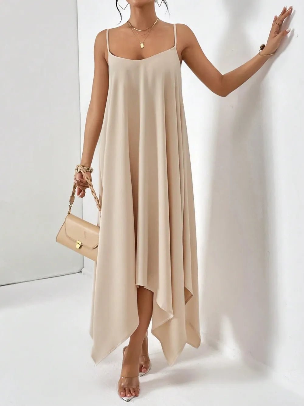 Scoop Neck Midi Cami Dress - Crowned Energy CO.