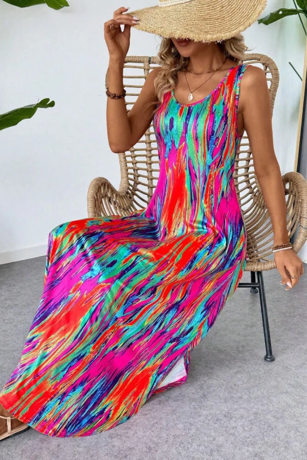 Crowned Energy CO. Hot Pink / S Trendsi Dresses Scoop Neck Sleeveless Dress with Pockets