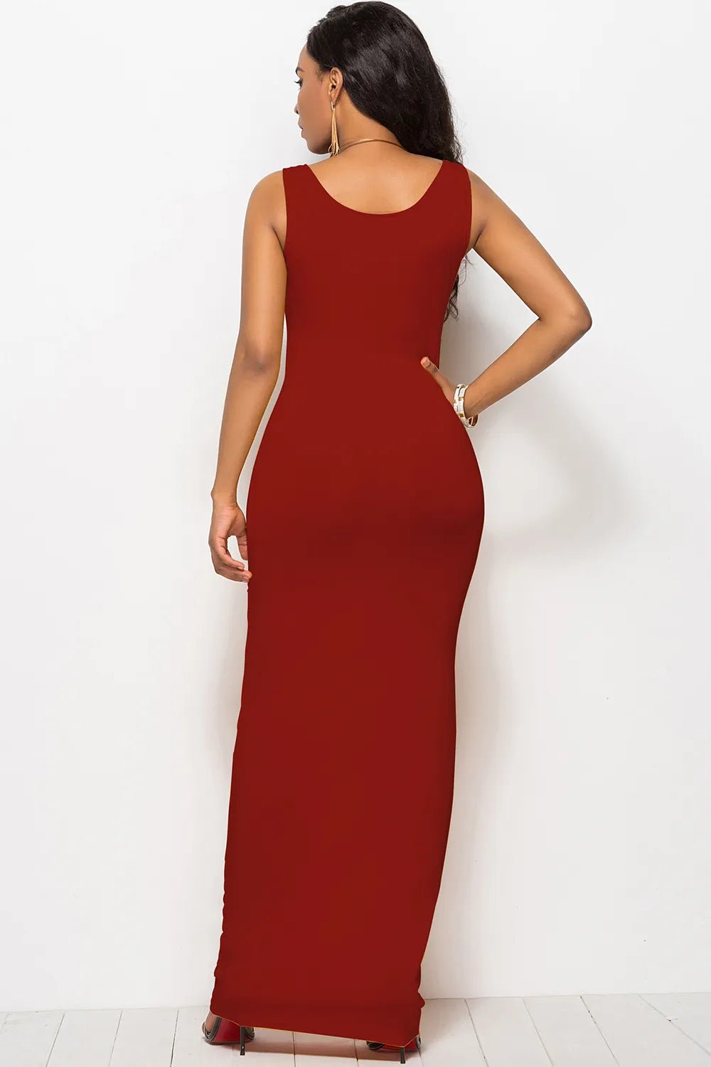 Scoop Neck Wide Strap Maxi Dress - Crowned Energy CO.