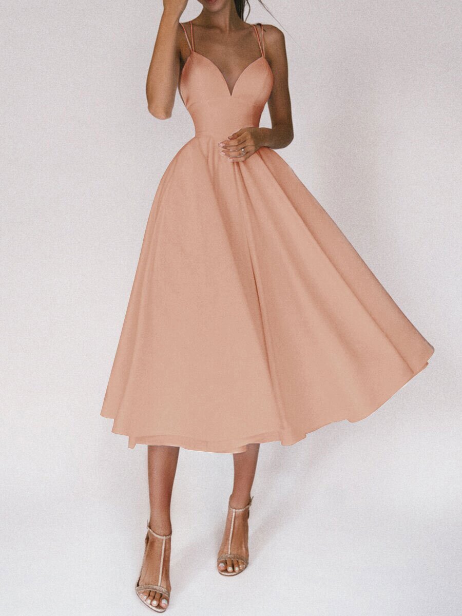 Crowned Energy CO. Apricot / 2XL Goddess Vibes Dresses Sexy V-neck Suspender Dress Summer Fashion A-Line Long Dresses For Women