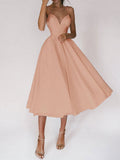 Crowned Energy CO. Apricot / 2XL Goddess Vibes Dresses Sexy V-neck Suspender Dress Summer Fashion A-Line Long Dresses For Women
