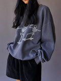 Crowned Energy CO. Gray / S Trendsi Sweaters & Cardigans/Cardigans Skeleton Graphic Oversized Sweatshirt