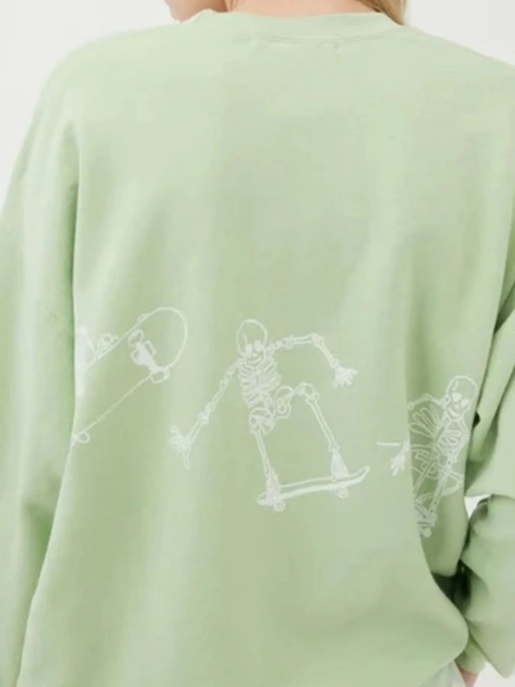 Crowned Energy CO. Gray / S Trendsi Sweaters & Cardigans/Cardigans Skeleton Graphic Oversized Sweatshirt