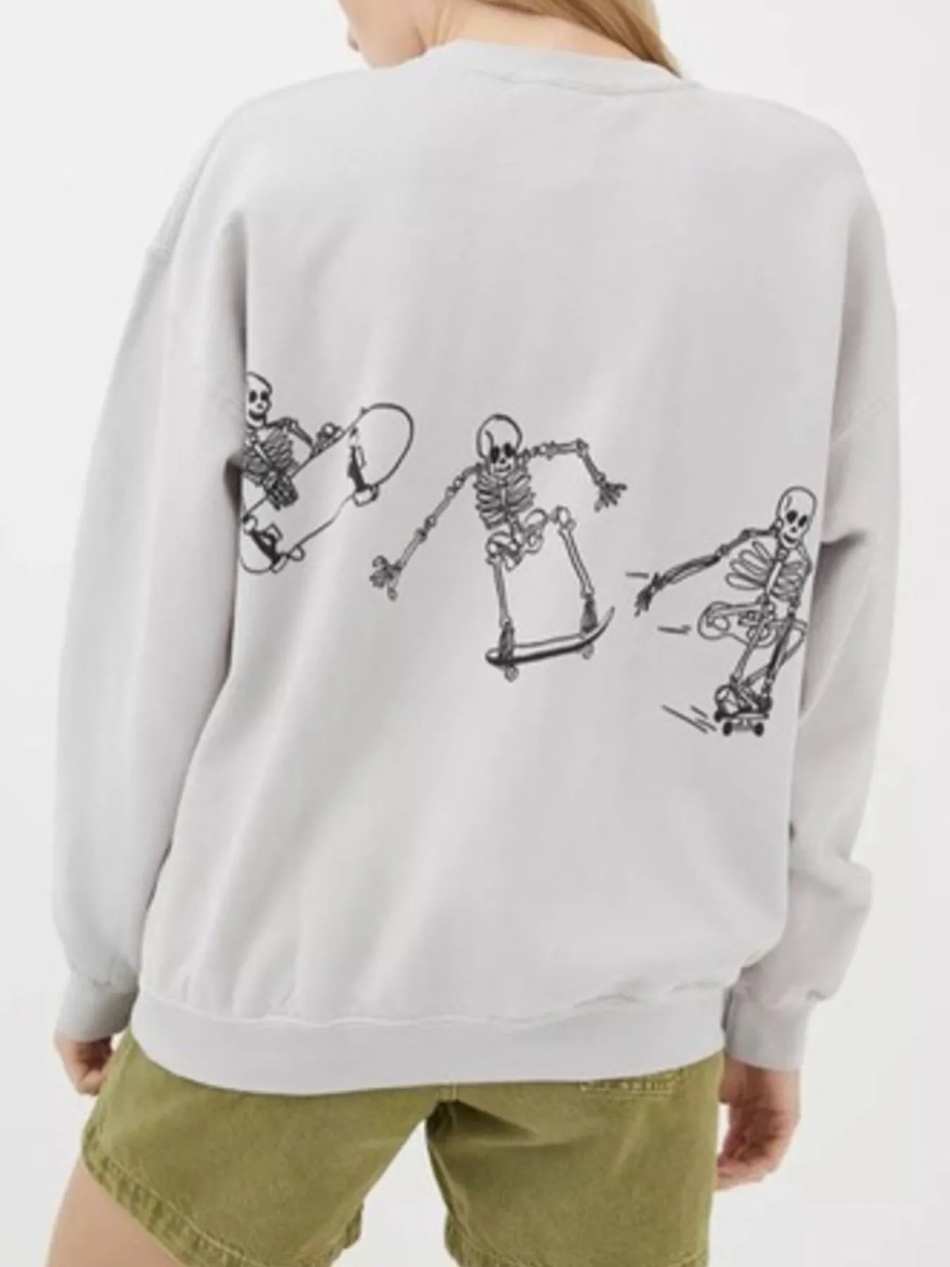 Crowned Energy CO. Gray / S Trendsi Sweaters & Cardigans/Cardigans Skeleton Graphic Oversized Sweatshirt