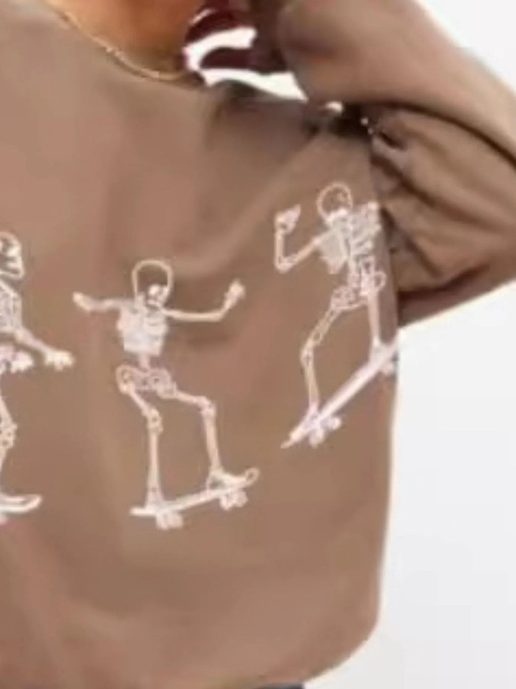 Crowned Energy CO. Gray / S Trendsi Sweaters & Cardigans/Cardigans Skeleton Graphic Oversized Sweatshirt