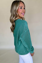 Crowned Energy CO. Skobeloff / S / 65%Polyester+35%Cotton Dear-Lover Dropshipping Tops/Sweatshirts & Hoodies Skobeloff Solid Color Notched Neck Drop Shoulder Sweatshirt