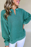 Crowned Energy CO. Skobeloff / S / 65%Polyester+35%Cotton Dear-Lover Dropshipping Tops/Sweatshirts & Hoodies Skobeloff Solid Color Notched Neck Drop Shoulder Sweatshirt
