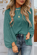 Skobeloff Swiss Dot Balloon Sleeve Loose Blouse - Crowned Energy CO.