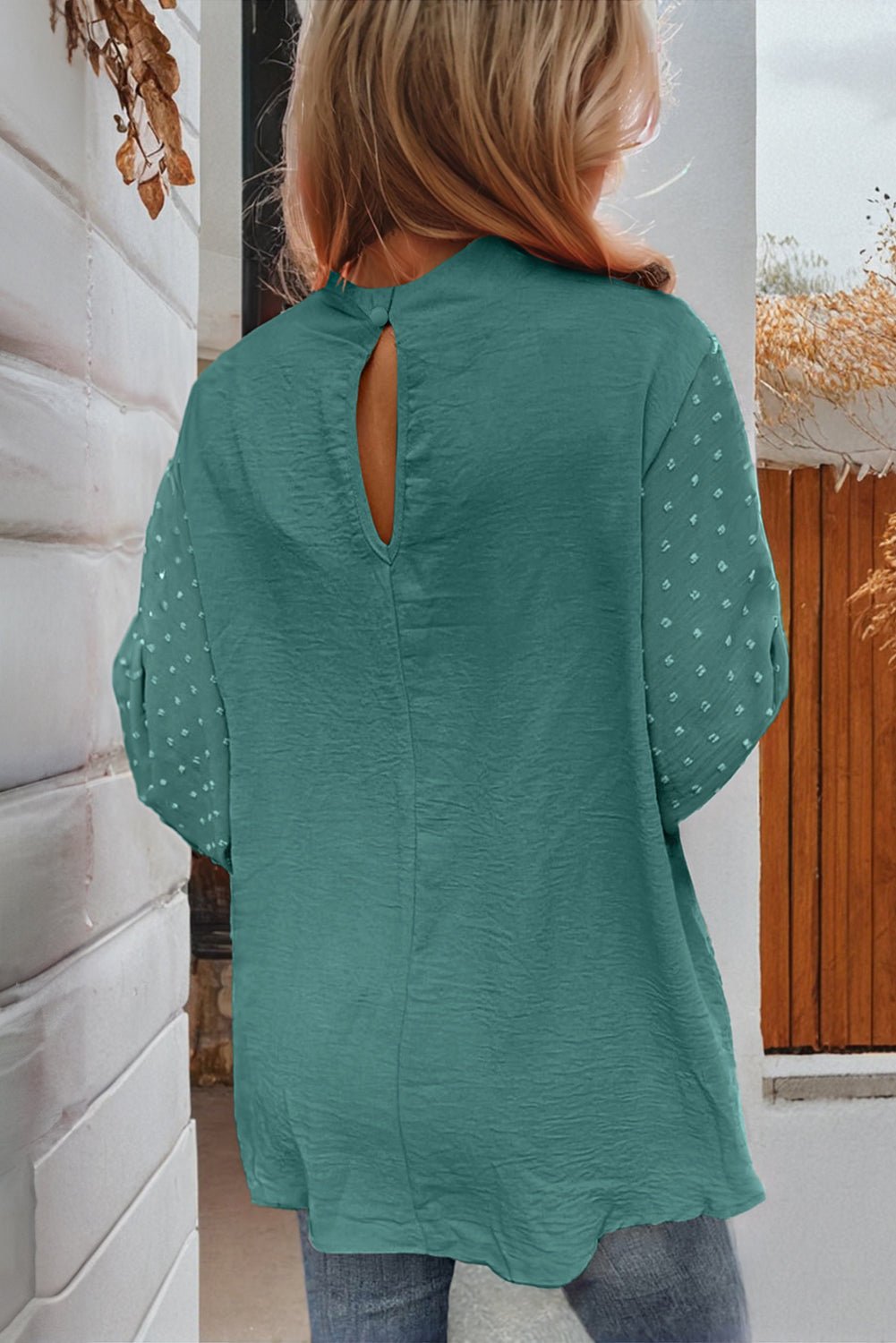 Skobeloff Swiss Dot Balloon Sleeve Loose Blouse - Crowned Energy CO.