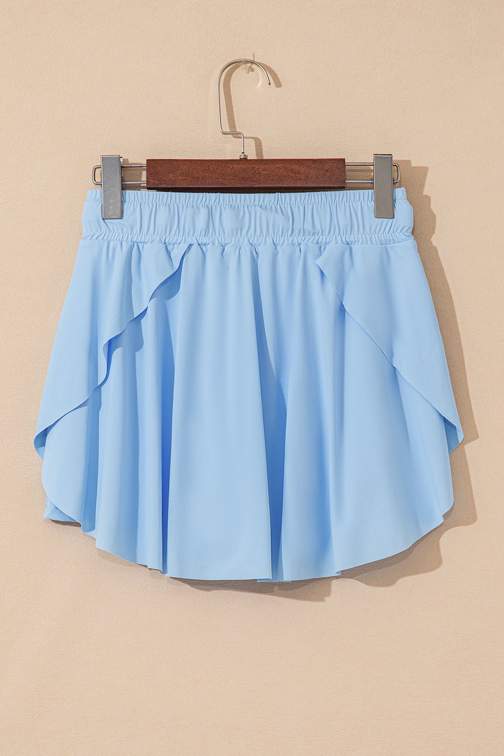 Sky Blue Drawstring Elastic Waistband Lined Tennis Skorts - Crowned Energy CO.
