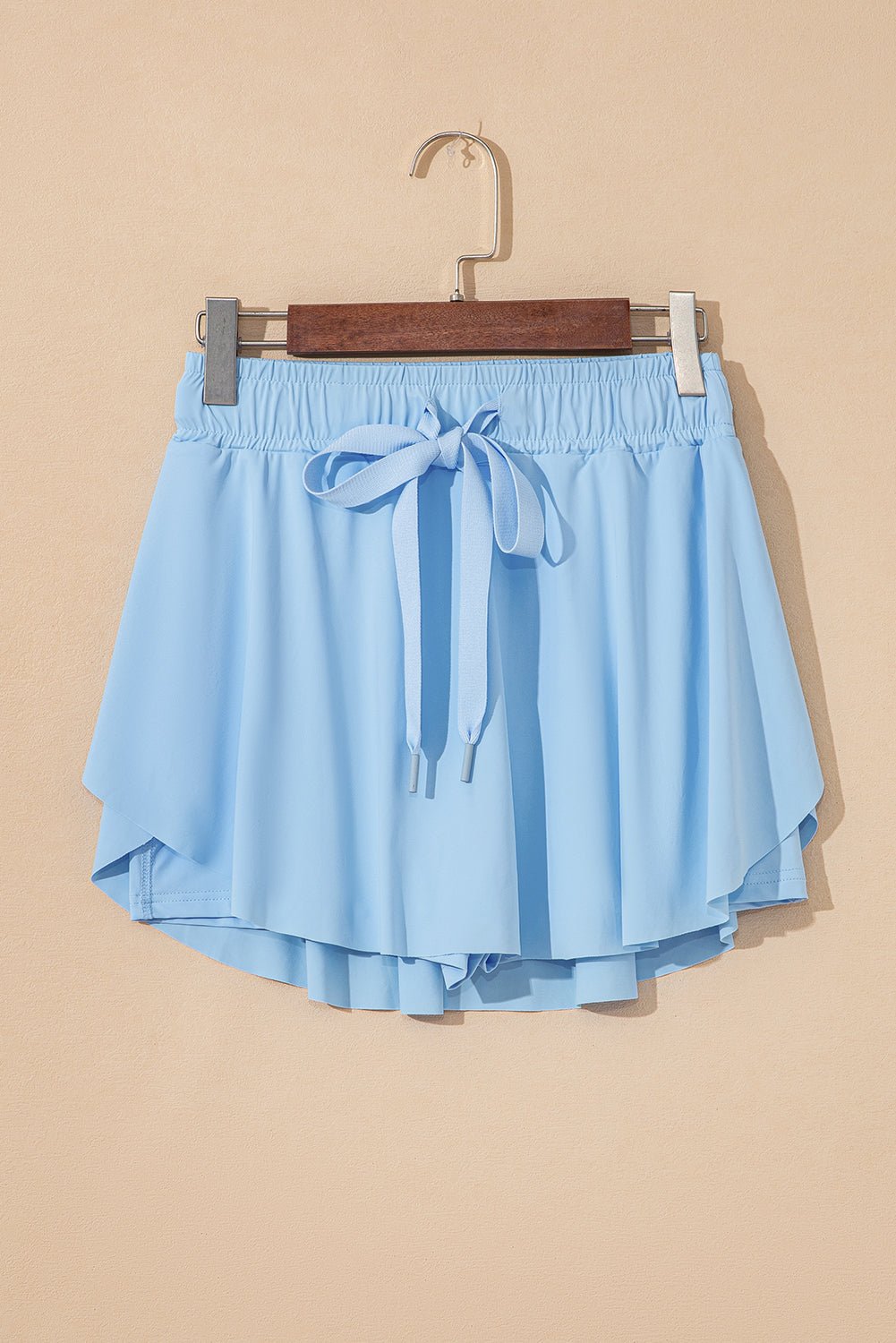 Sky Blue Drawstring Elastic Waistband Lined Tennis Skorts - Crowned Energy CO.