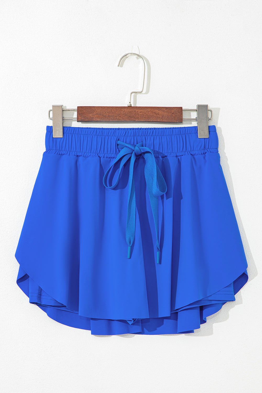 Sky Blue Drawstring Elastic Waistband Lined Tennis Skorts - Crowned Energy CO.