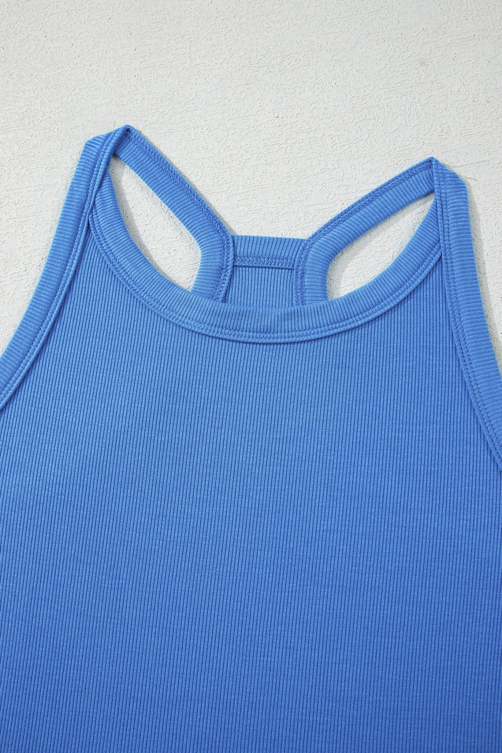 Sky Blue Slim Ribbed Tank Top and Sweatpants Set - Crowned Energy CO.