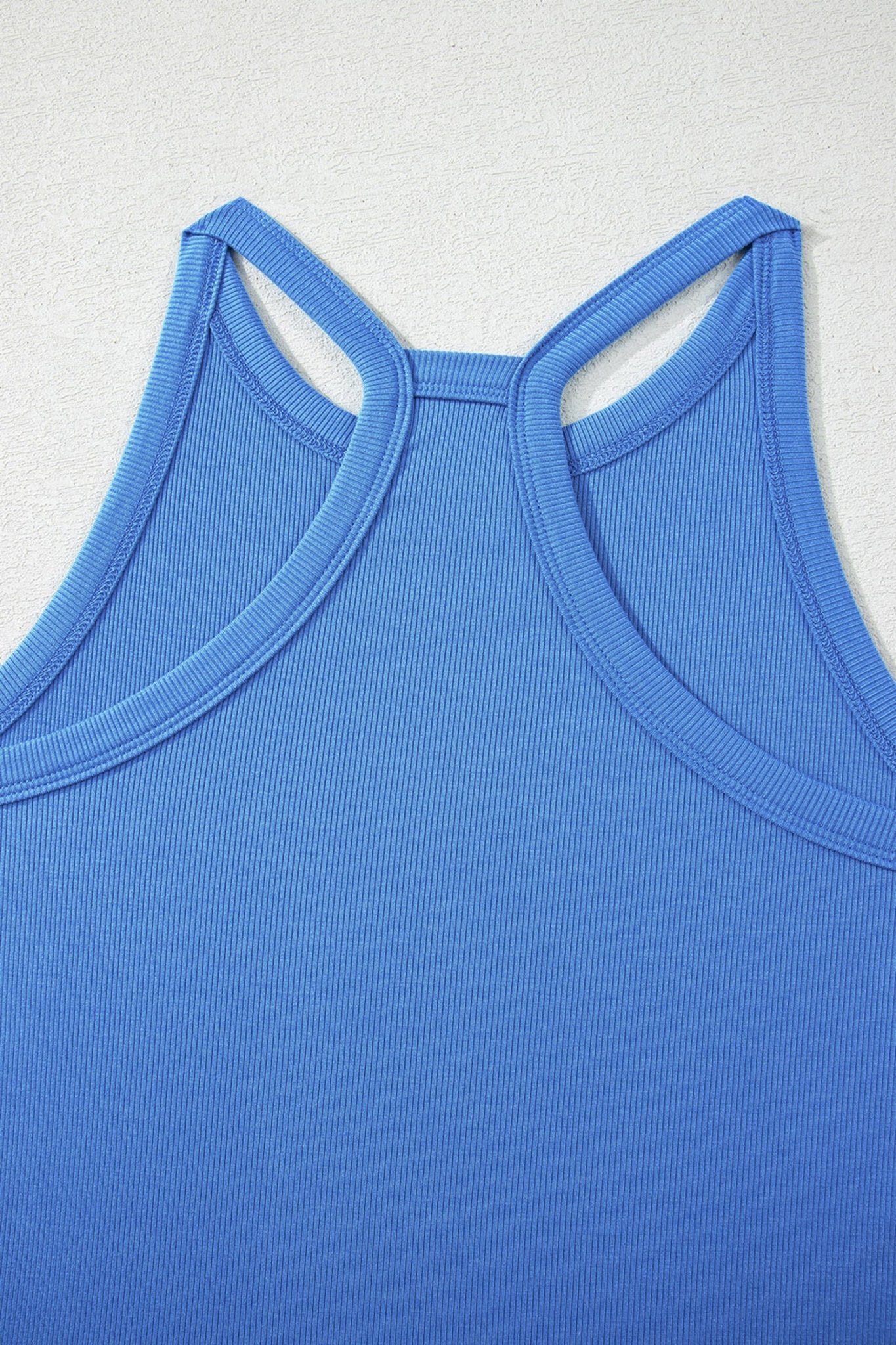 Sky Blue Slim Ribbed Tank Top and Sweatpants Set - Crowned Energy CO.
