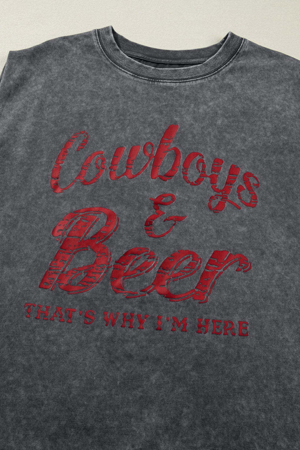 Sleet Cowboy & Beer Western Graphic Mineral Wash Tank Top - Crowned Energy CO.