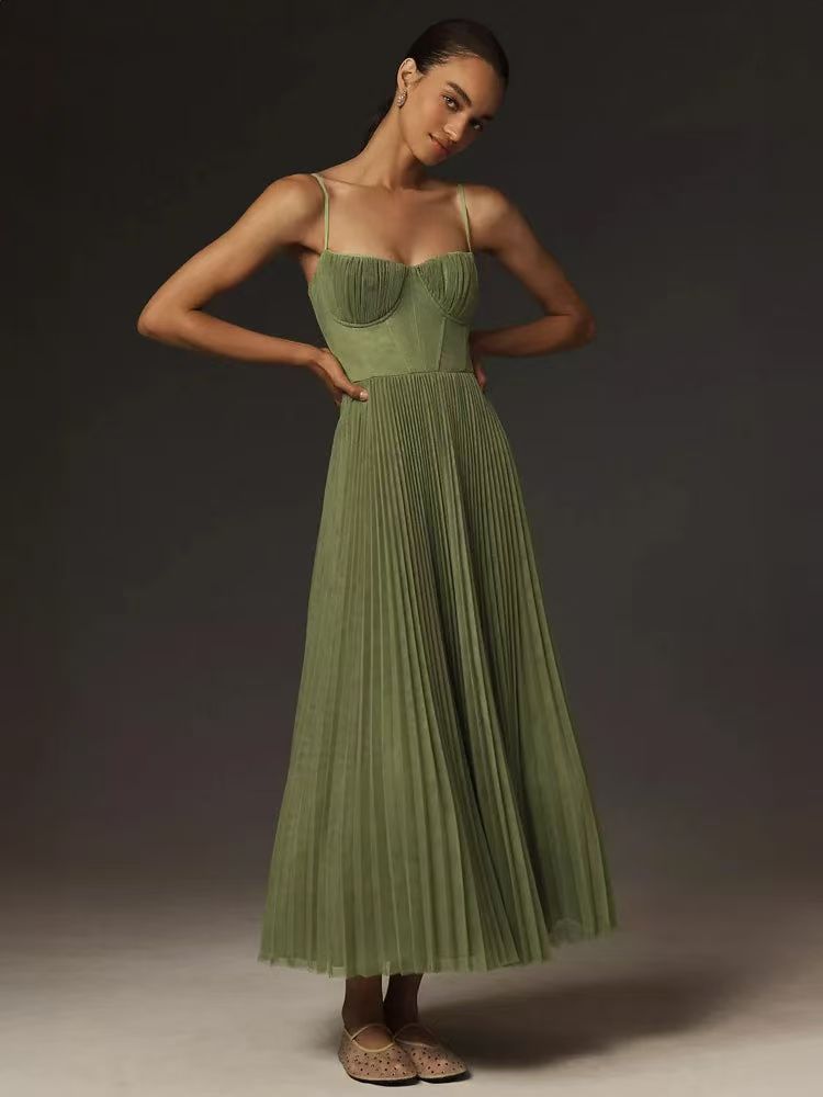 Crowned Energy CO. Green / L Goddess Vibes Dresses Sling Backless Sleeveless Slim Fit Dress