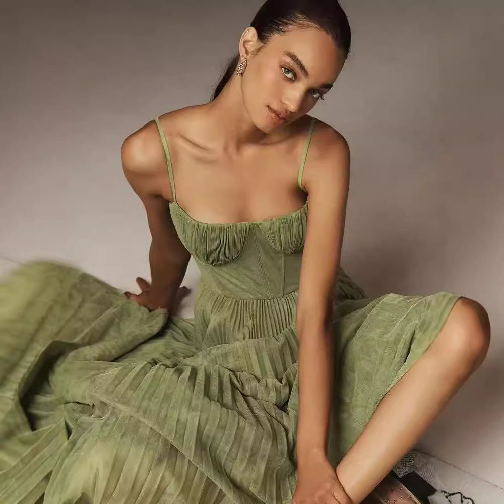 Crowned Energy CO. Green / L Goddess Vibes Dresses Sling Backless Sleeveless Slim Fit Dress