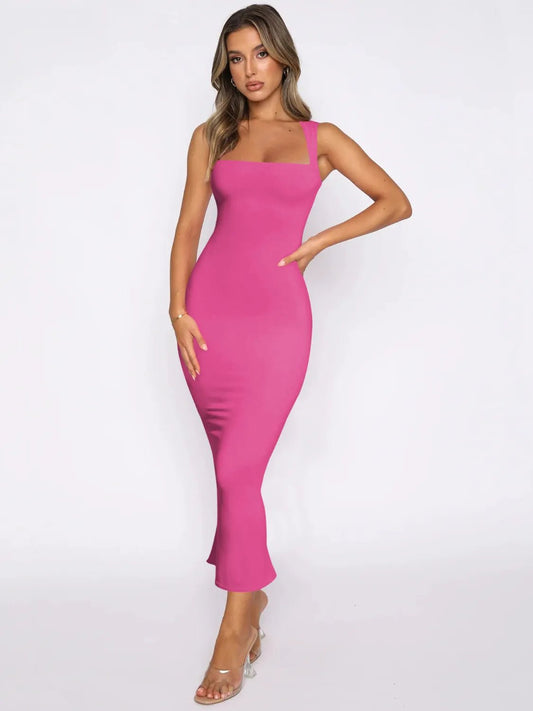 Crowned Energy CO. Hot Pink / S Trendsi Slit Back Sleeveless Maxi Tank Dress