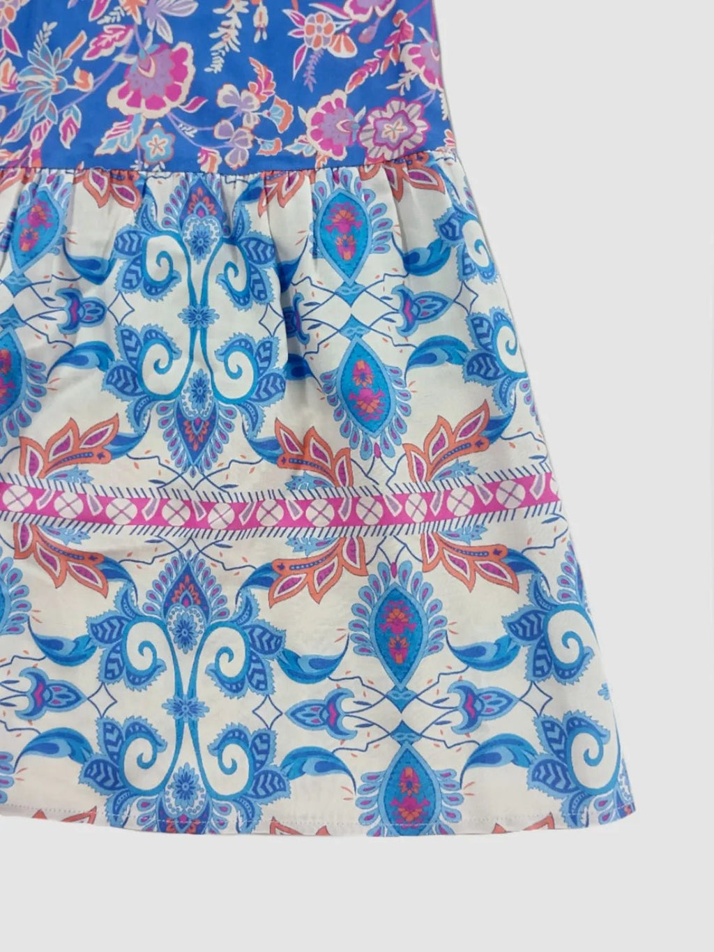 Crowned Energy CO. Blue Purple / S Trendsi OUTFIT SET Smocked Off-Shoulder Printed Top and Skirt Set