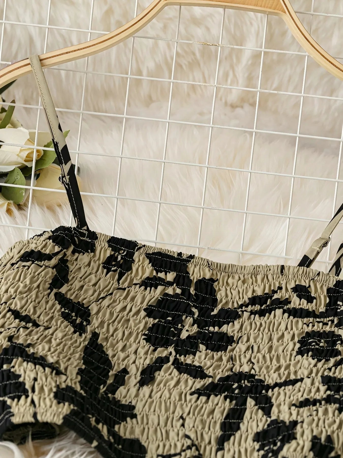 Crowned Energy CO. Olive / S Trendsi OUTFIT SET Smocked Printed Cami and Skirt Set