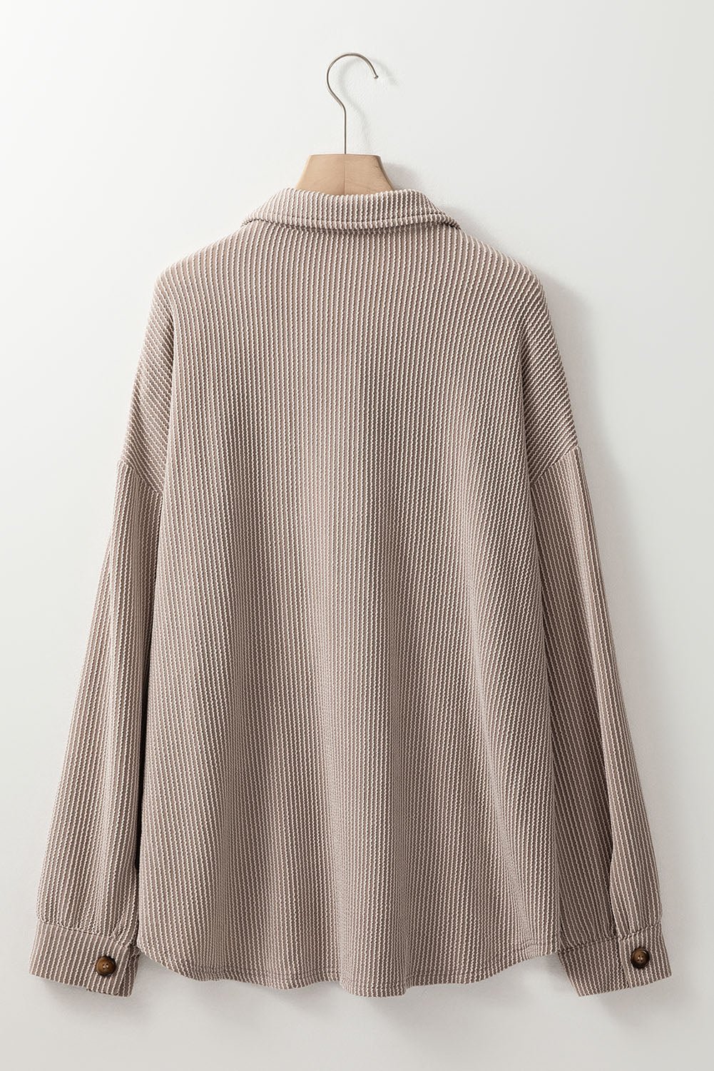 Crowned Energy CO. Smoke Gray / 1X / 75%Polyester+20%Viscose+5%Elastane Dear-Lover Dropshipping Plus Size/Plus Size Outerwear Smoke Gray Solid Corded Drop Shoulder Plus Size Shacket