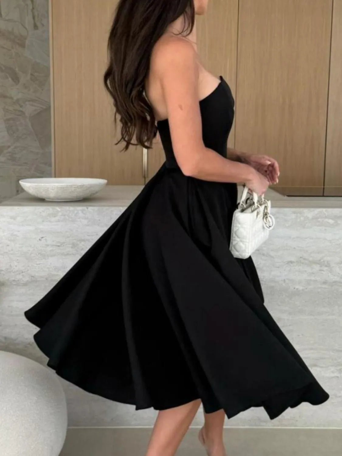 Crowned Energy CO. Hot Pink / S Trendsi Dresses/Midi Dresses Solid Color Tube Midi Dress