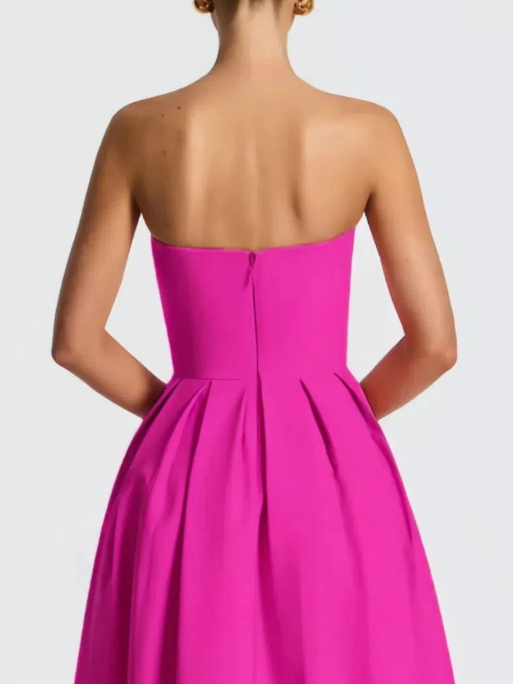 Crowned Energy CO. Hot Pink / S Trendsi Dresses/Midi Dresses Solid Color Tube Midi Dress
