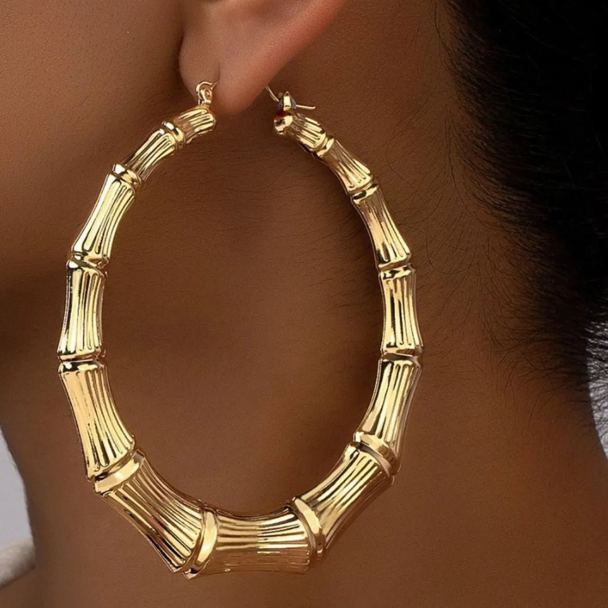 Crowned Energy CO. Gold / One Size Trendsi EARINGS Stainless Steel Textured Hoop Earrings