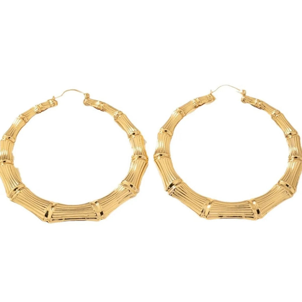 Crowned Energy CO. Gold / One Size Trendsi EARINGS Stainless Steel Textured Hoop Earrings