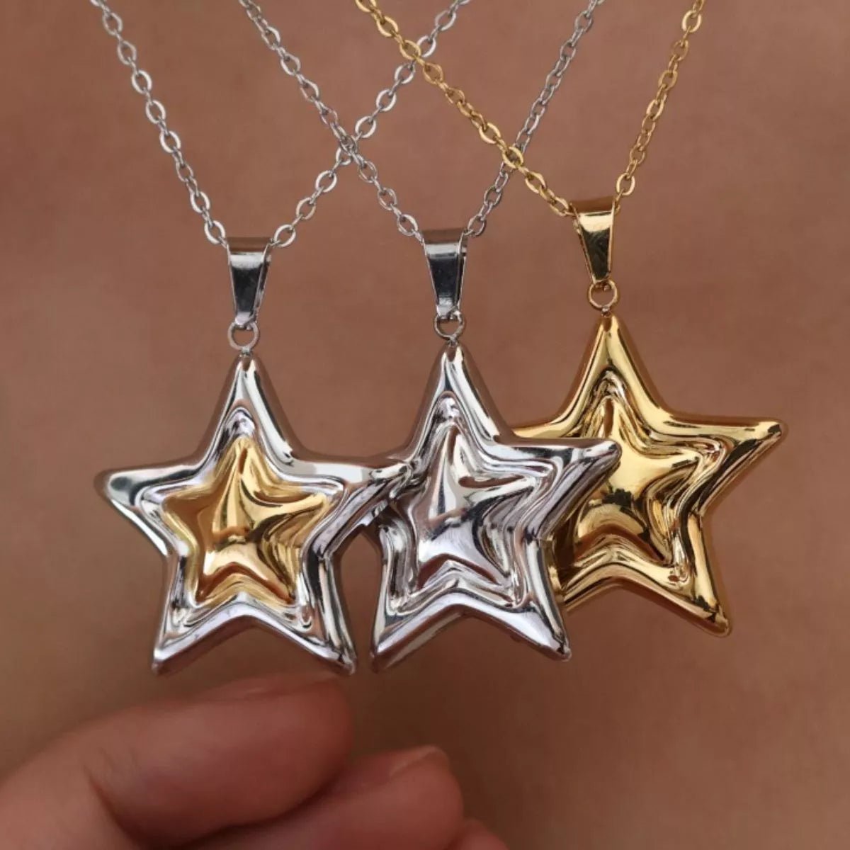 Crowned Energy CO. Gold / One Size Trendsi Accessories Stainless Steel Zircon Star Necklace